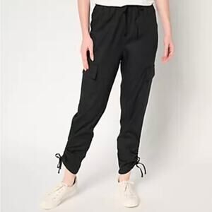 Martha Stewart Black Pull On Tapered Cargo Pants Size M NWT